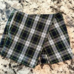 Topshop Green Plaid Wrap Skort Navy & White Check Mini Size 8